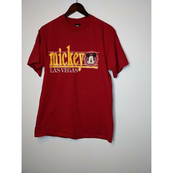 Mickey Mouse Las Vegas Red Gold Large T Shirt USA Minor Wear 90s - Picture 3 of 7